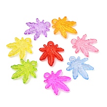 Honeyhandy Transparent Acrylic Pendants, Leaf, Mixed Color, 23.2mm long, 20mm wide, 3mm thick, hole: 2.5mm, about 995pcs/500g