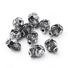 Honeyhandy Antique Silver Acrylic Beads, Halloween Skull, 23x17x15.5mm, Hole: 3.5mm, about 172pcs/500g