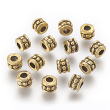 Honeyhandy Tibetan Style Alloy Beads, Lead Free & Cadmium Free, Column, Antique Golden Color, Size: about 6mm in diameter, 4.5mm thick, hole: 2.5mm