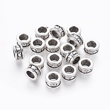 Honeyhandy Tibetan Style Alloy European Beads, Large Hole Beads, Column, Antique Silver, Lead Free & Cadmium Free, 8x4.5mm, Hole: 5.5mm