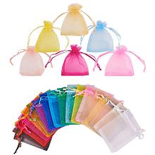 ARRICRAFT 100pcs 2.7x3.5" Mixed Color Rectangle Organza Gift Bags Wedding Favor Bags Jewelry Pouches