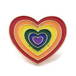 Honeyhandy Pride Rainbow Theme Enamel Pins, Light Gold Alloy Badge for Backpack Clothes, Colorful, Heart, 20.5x24.5x1.2mm