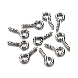 ARRICRAFT 200pcs Platinum Iron Screw Eye Pin Bail Peg for Half-drilled Beads Size 8x4x1mm