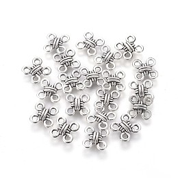 Honeyhandy Tibetan Style Chandelier Components Links, Chinese Knot, Antique Silver, Lead Free and Cadmium Free, 10x10x3mm, Hole: 2mm