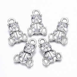 Honeyhandy Tibetan Style Alloy Pendants, Lead Free and Cadmium Free, Bear, Antique Silver Color, about 16mm long, 10mm wide, 5mm thick hole: 2mm