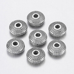 Honeyhandy Tibetan Style Alloy Spacer Beads, Lead Free & Cadmium Free, Oval, Antique Silver, about 8mm in diameter, 4mm thick, hole: 1.5mm