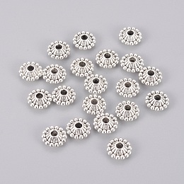 Honeyhandy Tibetan Style Bicone Spacer Beads, Lead Free and Cadmium Free, Antique Silver, about 11mm in diameter, 5mm thick, hole: 3mm