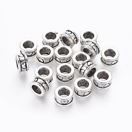 Honeyhandy Tibetan Style Alloy European Beads, Large Hole Beads, Column, Antique Silver, Lead Free & Cadmium Free, 8x4.5mm, Hole: 5.5mm