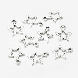 Honeyhandy Tibetan Style Alloy Charms, Star, Antique Silver, Lead Free & Cadmium Free, 14.5x12x1mm, Hole:2mm