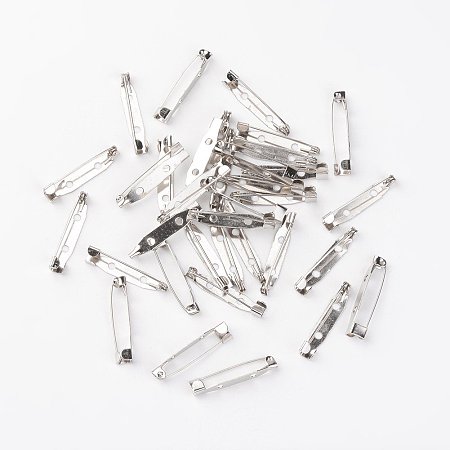 NBEADS 500Pcs Iron Brooch Findings, Back Bar Pins, Platinum, 30mm long, 5mm wide, 6mm thick, hole: 1.5mm