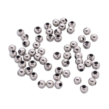 NBEADS 10000Pcs Iron Spacer Beads, Round Spacer Beads, Platinum, about 3mm diameter, hole:1mm