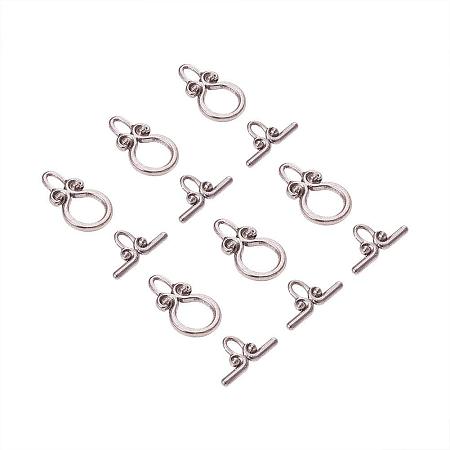 ARRICRAFT 20 Sets Antique Silver Round Shape Tibetan Silver Toggle Clasps Lead Free and Cadmium Free for Jewelry Making