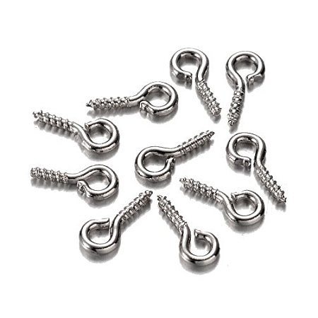 ARRICRAFT 200pcs Platinum Iron Screw Eye Pin Bail Peg for Half-drilled Beads Size 8x4x1mm