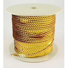 Honeyhandy Plastic Paillette/Sequins Chain Rolls, AB Color, Gold, 6mm