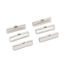 Honeyhandy Iron Ribbon Crimp Ends, Platinum, 8x25mm, Hole: 1mm