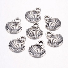 Honeyhandy Tibetan Style Alloy Pendants, Lead Free and Cadmium Free, Antique Silver, 11.8mm wide, 14mm long, 2.8mm thick, hole: 2mm