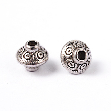 Honeyhandy Tibetan Style Spacer Beads, Lead Free & Cadmium Free, Bicone, Antique Silver, 5.4x6.3mm, Hole: 1mm