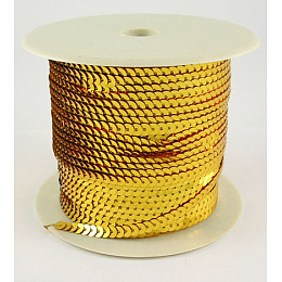 Honeyhandy Plastic Paillette/Sequins Chain Rolls, AB Color, Gold, 6mm