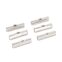 Honeyhandy Iron Ribbon Crimp Ends, Platinum, 8x25mm, Hole: 1mm