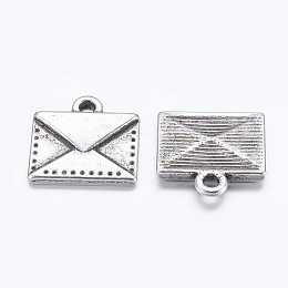 Honeyhandy Tibetan Style Mail Charms, Antique Silver Envelope Charms, Lead Free and Cadmium Free, 15x14.5x2mm, Hole: 1.5mm