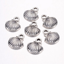 Honeyhandy Tibetan Style Alloy Pendants, Lead Free and Cadmium Free, Antique Silver, 11.8mm wide, 14mm long, 2.8mm thick, hole: 2mm
