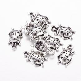 Honeyhandy Tibetan Style Alloy Pendants, Ladybug, Antique Silver, Lead Free & Cadmium Free, 17.5x11x4mm, Hole: 2mm