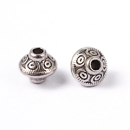 Honeyhandy Tibetan Style Spacer Beads, Lead Free & Cadmium Free, Bicone, Antique Silver, 5.4x6.3mm, Hole: 1mm