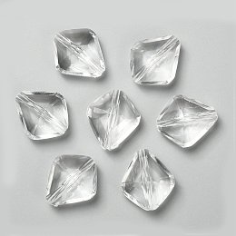 Honeyhandy Transparent Acrylic Beads, Faceted Rhombus, Clear, 23mm long, 20mm wide, 10mm thick, hole: 2mm
