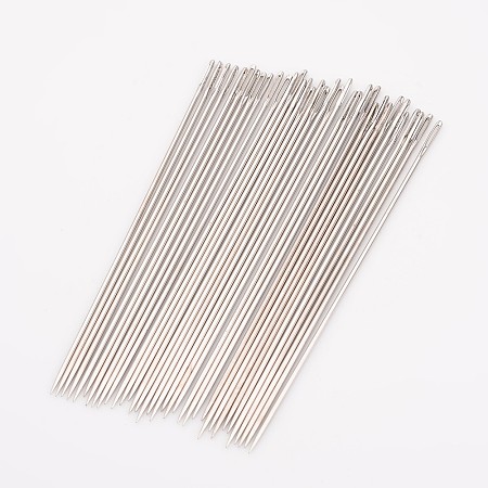 Honeyhandy Steel Beading Needles, Platinum, 89x1.2mm, approx 25~30pcs/bag