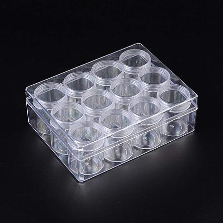 NBEADS 1 Set of Plastic Transparent Storage Box, Clear Beads Storage Containers 12pcs Jar with Rounded Screw-Top Lids for Nail Art Tools Storage Small Parts Beads Jewelry Organizer Container