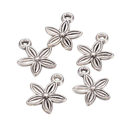 NBEADS 50PCS Antique Silver Tibetan Style Flower Charm Necklace Bracelet Pendant, DIY Handmade Accessories Jewelry Making Findings Supplies for Birthday Party