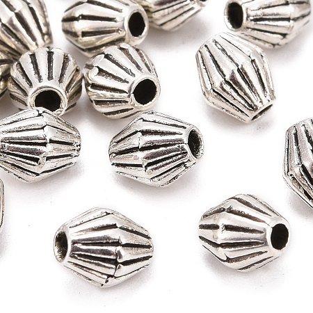 Honeyhandy Tibetan Style Alloy Spacer Beads, Lead Free & Cadmium Free, Bicone, Antique Silver, about 6mm long, 5mm wide, hole: 1mm