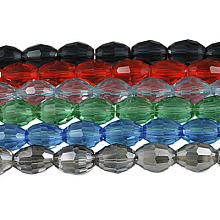 Honeyhandy Glass Beads Strands, Faceted, Oval, Mixed Color, 8x6mm, Hole: 1.5mm, about 72pcs/strand