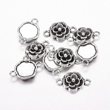 Honeyhandy Tibetan Style Links/Connectors, Lead Free and Cadmium Free, Flower, Antique Silver, 12x3.5mm, Hole: 2mm