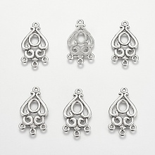 Honeyhandy Alloy Teardrop Chandelier Component Links, Lead Free and Cadmium Free, Antique Silver, 34x18x1.5mm, Hole: 2mm