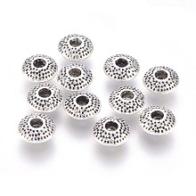 Honeyhandy Tibetan Style Alloy Beads, Lead Free & Cadmium Free, Rondelle, Antique Silver, 8x8x3.5mm, Hole: 2mm