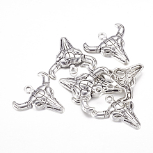 Honeyhandy Tibetan Style Alloy Steer Pendants, Longhorn, Lead Free and Cadmium Free, Antique Silver