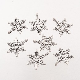 Honeyhandy Christmas Snowflake Tibetan Style Alloy Pendants, Lead Free and Cadmium Free, Antique Silver, 23x17.5mm, Hole: 1.5mm