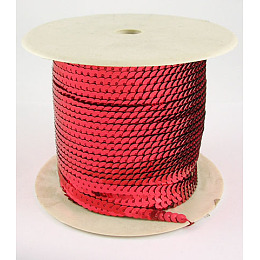 Honeyhandy Plastic Paillette/Sequins Chain Rolls, AB Color, Red, 6mm