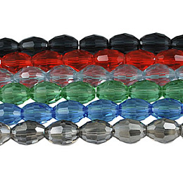 Honeyhandy Glass Beads Strands, Faceted, Oval, Mixed Color, 8x6mm, Hole: 1.5mm, about 72pcs/strand