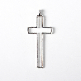 Honeyhandy Tibetan Style Alloy Pendants, Lead Free and Cadmium Free, Cross, Antique Silver Color, about 39mm long, 16mm wide, 1.5mm thick, hole: 1mm