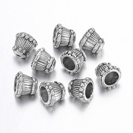 Honeyhandy Tibetan Style Alloy Bead Caps, Lead Free and Cadmium Free, Cone, Cone, Antique Silver, about 9mm wide, 8mm long, hole: 2mm