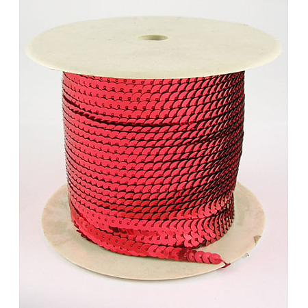 Honeyhandy Plastic Paillette/Sequins Chain Rolls, AB Color, Red, 6mm