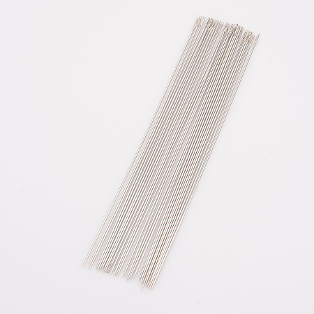 Honeyhandy Steel Beading Needles, Stainless Steel Color, 80x0.45mm, about 25~30pcs/bag