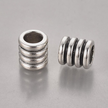 Honeyhandy Tibetan Style Alloy Beads, Grooved Beads, Column, Antique Silver,  Lead Free & Cadmium Free, 9.5x9mm, Hole: 6mm