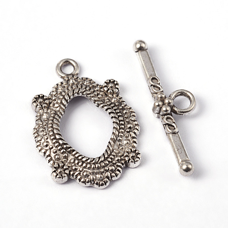 ARRICRAFT 20 Sets Tibetan Style Alloy Bracelet Toggle Clasps Connectors Jewelry Making Antique Silver
