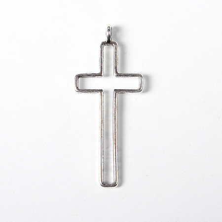 Honeyhandy Tibetan Style Alloy Pendants, Lead Free and Cadmium Free, Cross, Antique Silver Color, about 39mm long, 16mm wide, 1.5mm thick, hole: 1mm