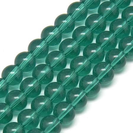 Arricraft Glass Beads Strands, Round, Teal, 6mm, Hole: 1mm, about 50pcs/strand, 13 inches