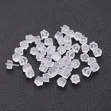 NBEADS 10000Pcs Plastic Earring Earnuts Earrings Backs, White, Size: about 2.5mm long, 4mm wide, 2.5mm thick, hole: 1mm