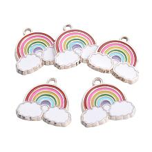 ARRICRAFT About 100pcs Rainbow Shape Platinum Alloy Enamel Pendants Jewelry Findings for Bracelet Earring Necklace Key Chain DIY Craft Making, Hole: 2mm